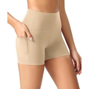 image:imageODODOS Womens High Waist Lounge Yoga Shorts with Pockets 46810 Buttery Soft Biker ShortsBeige