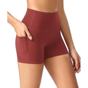 image:imageODODOS Womens High Waist Lounge Yoga Shorts with Pockets 46810 Buttery Soft Biker ShortsBrick Red