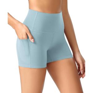 image:imageODODOS Womens High Waist Lounge Yoga Shorts with Pockets 46810 Buttery Soft Biker ShortsChambray