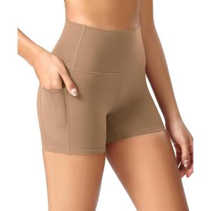 image:imageODODOS Womens High Waist Lounge Yoga Shorts with Pockets 46810 Buttery Soft Biker ShortsLight Brown