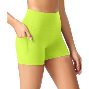 image:imageODODOS Womens High Waist Lounge Yoga Shorts with Pockets 46810 Buttery Soft Biker ShortsNeon Green Yellow