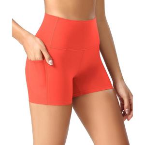image:imageODODOS Womens High Waist Lounge Yoga Shorts with Pockets 46810 Buttery Soft Biker ShortsOrange Red