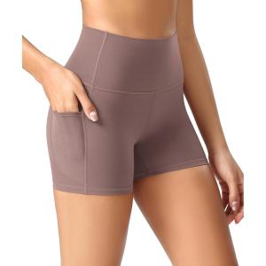 image:imageODODOS Womens High Waist Lounge Yoga Shorts with Pockets 46810 Buttery Soft Biker ShortsPurple Taupe