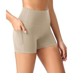 image:imageODODOS Womens High Waist Lounge Yoga Shorts with Pockets 46810 Buttery Soft Biker ShortsShaker Beige