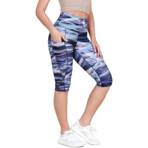 image:imageODODOS Womens High Waisted Yoga Capris with Pockets Tummy Control Non See Through Workout Athletic Running Capri LeggingsGraphic Purple