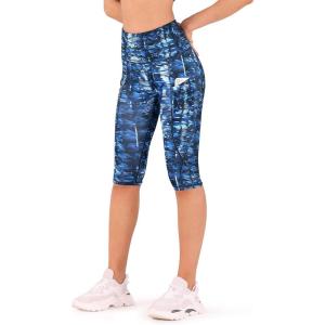 image:imageODODOS Womens High Waisted Yoga Capris with Pockets Tummy Control Non See Through Workout Athletic Running Capri LeggingsIndigo