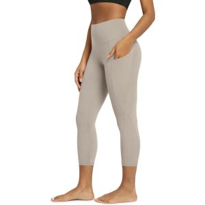 image:imageODODOS Womens High Waisted Yoga Leggings with Pockets Tummy Control Non See Through Workout Athletic Running Yoga PantsDark Beige