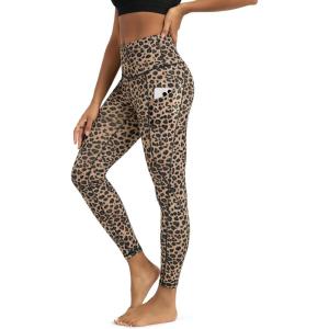 image:imageODODOS Womens High Waisted Yoga Leggings with Pockets Tummy Control Non See Through Workout Athletic Running Yoga PantsLeopard