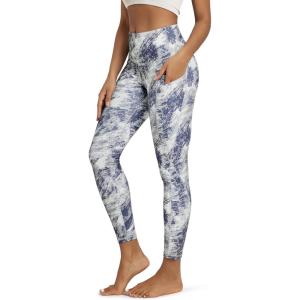 image:imageODODOS Womens High Waisted Yoga Leggings with Pockets Tummy Control Non See Through Workout Athletic Running Yoga PantsPurple Gray Line