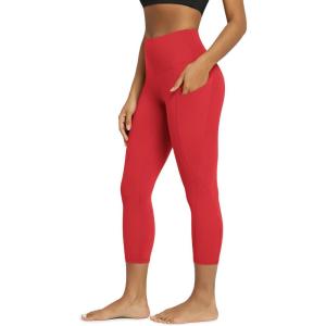 image:imageODODOS Womens High Waisted Yoga Leggings with Pockets Tummy Control Non See Through Workout Athletic Running Yoga PantsRed