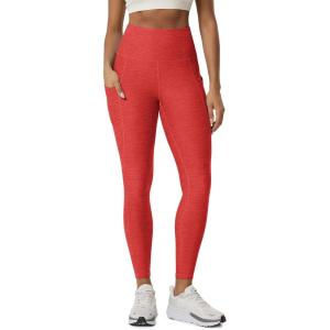 image:imageODODOS Womens High Waisted Yoga Leggings with Pockets Tummy Control Non See Through Workout Athletic Running Yoga PantsRed Heather
