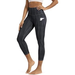 image:imageODODOS Womens High Waisted Yoga Leggings with Pockets Tummy Control Non See Through Workout Athletic Running Yoga PantsWave Line Charcoal