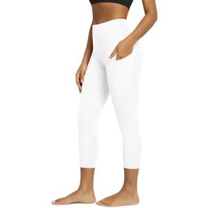 image:imageODODOS Womens High Waisted Yoga Leggings with Pockets Tummy Control Non See Through Workout Athletic Running Yoga PantsWhite