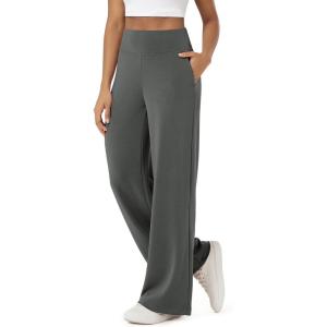 image:imageODODOS Womens Modal Soft Adjustable Wide Leg Pants  High Waist Relaxed Fit Casual Pants with Pockets 29 InseamCharcoal