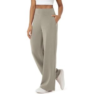 image:imageODODOS Womens Modal Soft Adjustable Wide Leg Pants  High Waist Relaxed Fit Casual Pants with Pockets 29 InseamKhaki