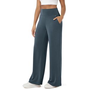 image:imageODODOS Womens Modal Soft Adjustable Wide Leg Pants  High Waist Relaxed Fit Casual Pants with Pockets 29 InseamNavy