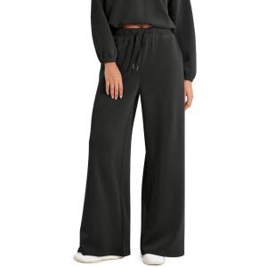 image:imageODODOS Womens Modal Soft Extra Wide Leg Pants with Pockets Drawstring High Waist PullOn Casual PantsBlack