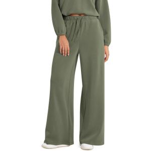 image:imageODODOS Womens Modal Soft Extra Wide Leg Pants with Pockets Drawstring High Waist PullOn Casual PantsDark Sage