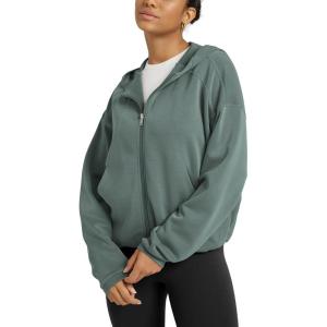image:imageODODOS Womens Modal Soft Full Zip Hoodie Gathered Hem Long Sleeve Casual Oufit Hooded Jacket with PocketsSlate Green