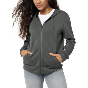 image:imageODODOS Womens Modal Soft FullZip Hoodies Casual Relaxed Fall Outfit Hooded Jacket with PocketsCharcoal