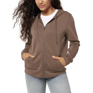 image:imageODODOS Womens Modal Soft FullZip Hoodies Casual Relaxed Fall Outfit Hooded Jacket with PocketsNutria