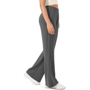 image:imageODODOS Womens Modal Soft Mini Flared Pants with Pockets High Waist PullOn Casual Lounge Pants2931 InseamCharcoal
