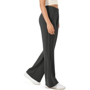 image:imageODODOS Womens Modal Soft Mini Flared Pants with Pockets High Waist PullOn Casual Lounge Pants2931 InseamClassic Black