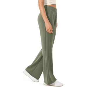 image:imageODODOS Womens Modal Soft Mini Flared Pants with Pockets High Waist PullOn Casual Lounge Pants2931 InseamDark Sage