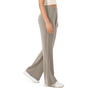 image:imageODODOS Womens Modal Soft Mini Flared Pants with Pockets High Waist PullOn Casual Lounge Pants2931 InseamKhaki
