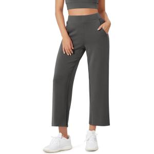 image:imageODODOS Womens Modal Soft Relaxed Cropped Pants High Waist Casual Wide Leg Pants with Pockets  25 InseamCharcoal