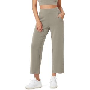 image:imageODODOS Womens Modal Soft Relaxed Cropped Pants High Waist Casual Wide Leg Pants with Pockets  25 InseamKhaki