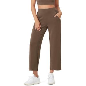 image:imageODODOS Womens Modal Soft Relaxed Cropped Pants High Waist Casual Wide Leg Pants with Pockets  25 InseamNutria