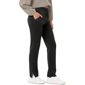 image:imageODODOS Womens Modal Soft SplitHem High Waist Pants with Pockets Adjustable Shockcord Casual Lounge PantsBlack
