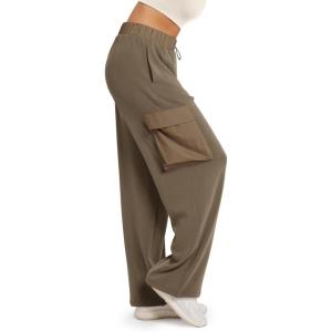 image:imageODODOS Womens Modal Soft Wide Leg Cargo Pants with Pockets Adjustable Shockcord High Waist Loose Jogger PantsEspresso