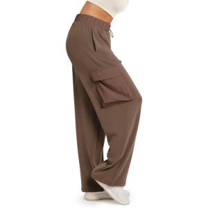 image:imageODODOS Womens Modal Soft Wide Leg Cargo Pants with Pockets Adjustable Shockcord High Waist Loose Jogger PantsNutria