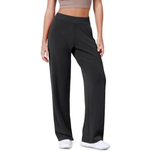 image:imageODODOS Womens Modal Soft Wide Leg Pants Elastic High Waist Casual Lounge Relaxed Pants with Pockets  27 29  31 InseamBlack