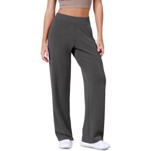 image:imageODODOS Womens Modal Soft Wide Leg Pants Elastic High Waist Casual Lounge Relaxed Pants with Pockets  27 29  31 InseamCharcoal