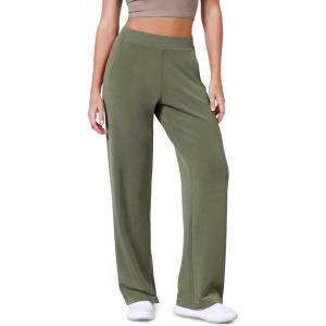 image:imageODODOS Womens Modal Soft Wide Leg Pants Elastic High Waist Casual Lounge Relaxed Pants with Pockets  27 29  31 InseamDark Sage