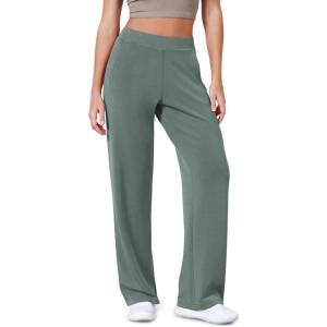 image:imageODODOS Womens Modal Soft Wide Leg Pants Elastic High Waist Casual Lounge Relaxed Pants with Pockets  27 29  31 InseamSlate Green