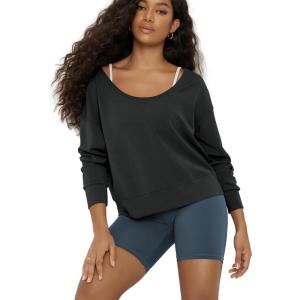 image:imageODODOS Womens Modal SoftBreezy Wide Scoop Neck Pullover Oversized Long Sleeve SweatshirtsBlack
