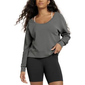 image:imageODODOS Womens Modal SoftBreezy Wide Scoop Neck Pullover Oversized Long Sleeve SweatshirtsCharcoal