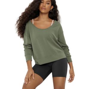 image:imageODODOS Womens Modal SoftBreezy Wide Scoop Neck Pullover Oversized Long Sleeve SweatshirtsDark Sage