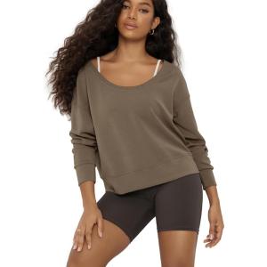image:imageODODOS Womens Modal SoftBreezy Wide Scoop Neck Pullover Oversized Long Sleeve SweatshirtsEspresso