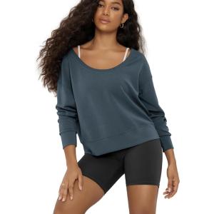 image:imageODODOS Womens Modal SoftBreezy Wide Scoop Neck Pullover Oversized Long Sleeve SweatshirtsNavy