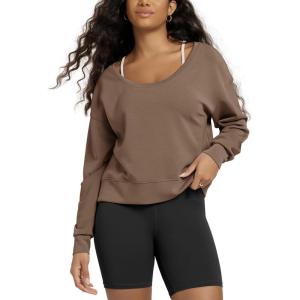 image:imageODODOS Womens Modal SoftBreezy Wide Scoop Neck Pullover Oversized Long Sleeve SweatshirtsNutria