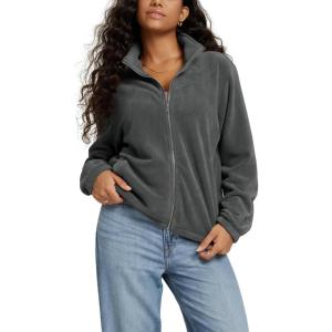 image:imageODODOS Womens Polar Fleece FullZip Jacket  Soft Warm Winter Essential Long Sleeve Outerwear with PocketsCharcoal