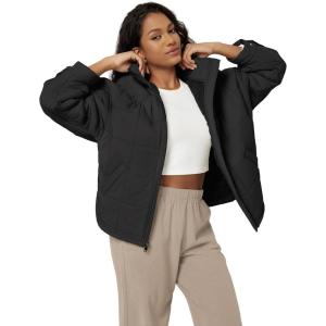 image:imageODODOS Womens Sherpa Lined Insulated Jacket Full Zip Split Hem Long Sleeve Coat Winter Warm Outerwear with PocketsBlack