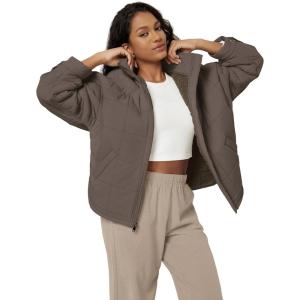 image:imageODODOS Womens Sherpa Lined Insulated Jacket Full Zip Split Hem Long Sleeve Coat Winter Warm Outerwear with PocketsCoffee