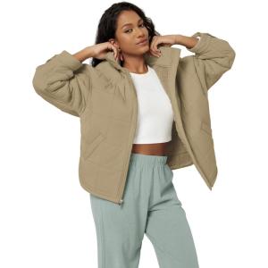 image:imageODODOS Womens Sherpa Lined Insulated Jacket Full Zip Split Hem Long Sleeve Coat Winter Warm Outerwear with PocketsKhaki