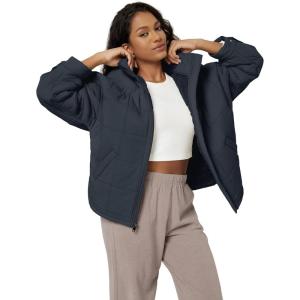 image:imageODODOS Womens Sherpa Lined Insulated Jacket Full Zip Split Hem Long Sleeve Coat Winter Warm Outerwear with PocketsNavy